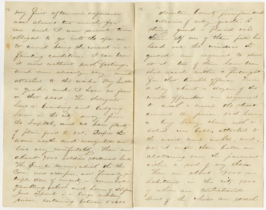 Image of the third page of Francis Snow's letter to his sister, 1864