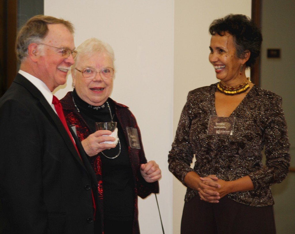 Photograph of Marilyn Stokstad at the Stokstad Reading Room grand opening, 2011