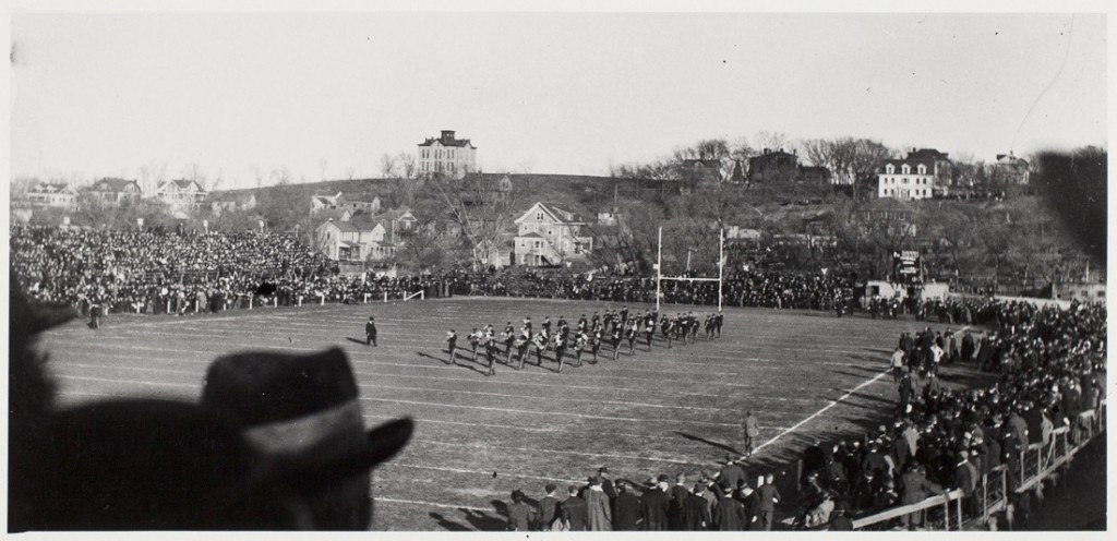 Photograph of the KU v. MU football game at McCook field, 1910