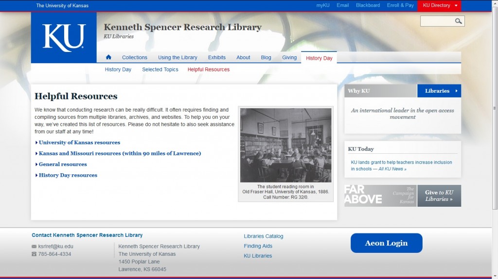 Image of KSRL History Day online resource