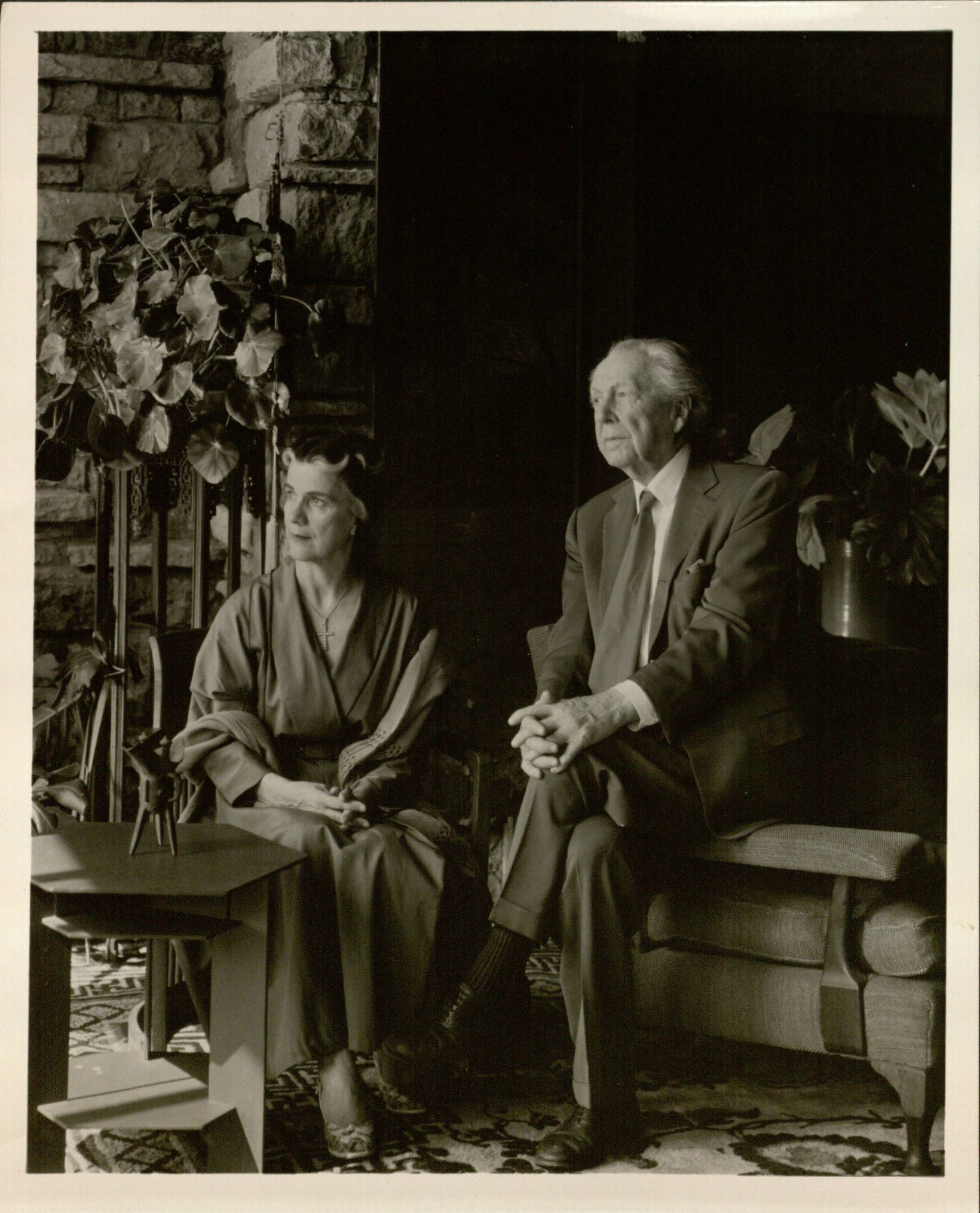 Photograph of Olgivanna and Frank Lloyd Wright.