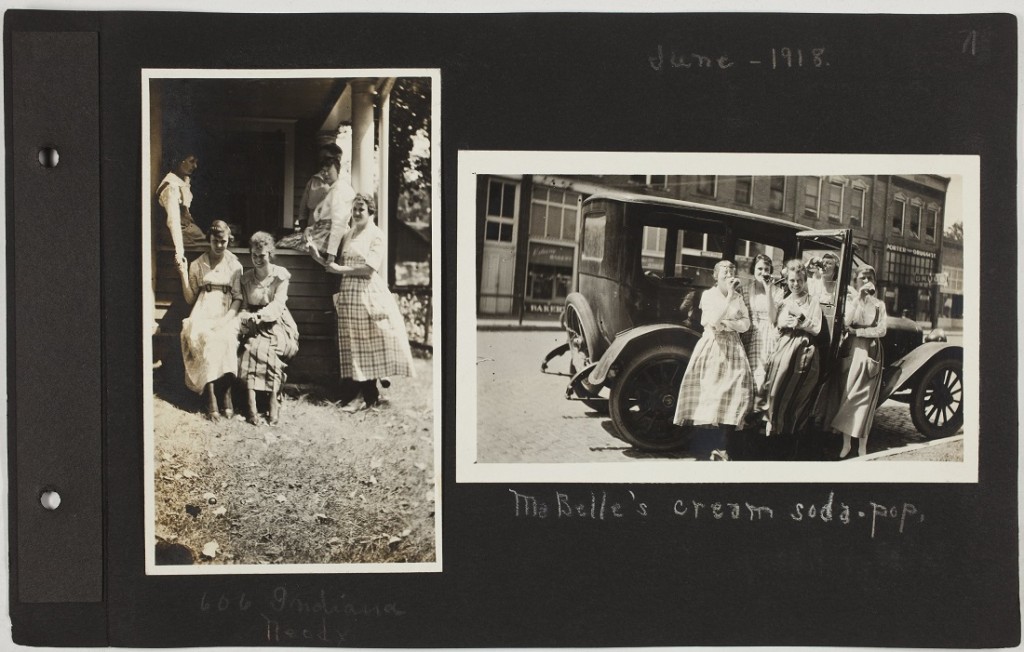 Photograph of five female KU students in Neodesha, Kansas, 1918