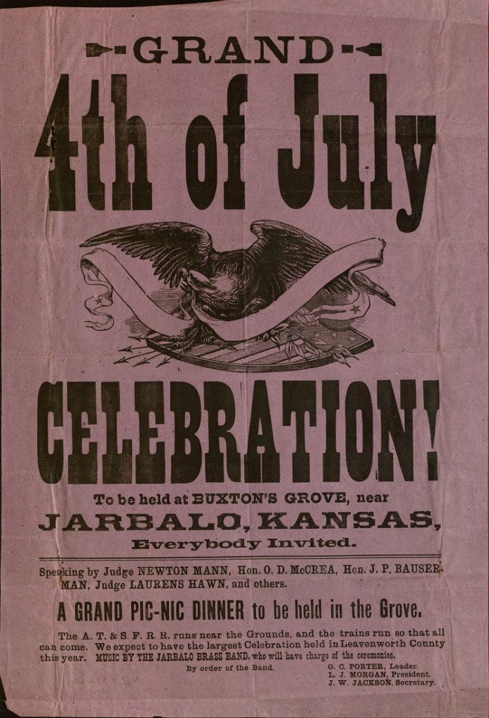Image of a broadside, Fourth of July celebration, Jarbalo, Kansas, 1888