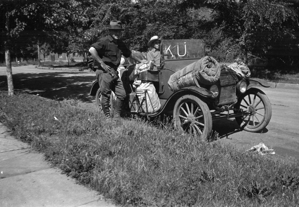 Photograph of a packed student car, 1910-1919