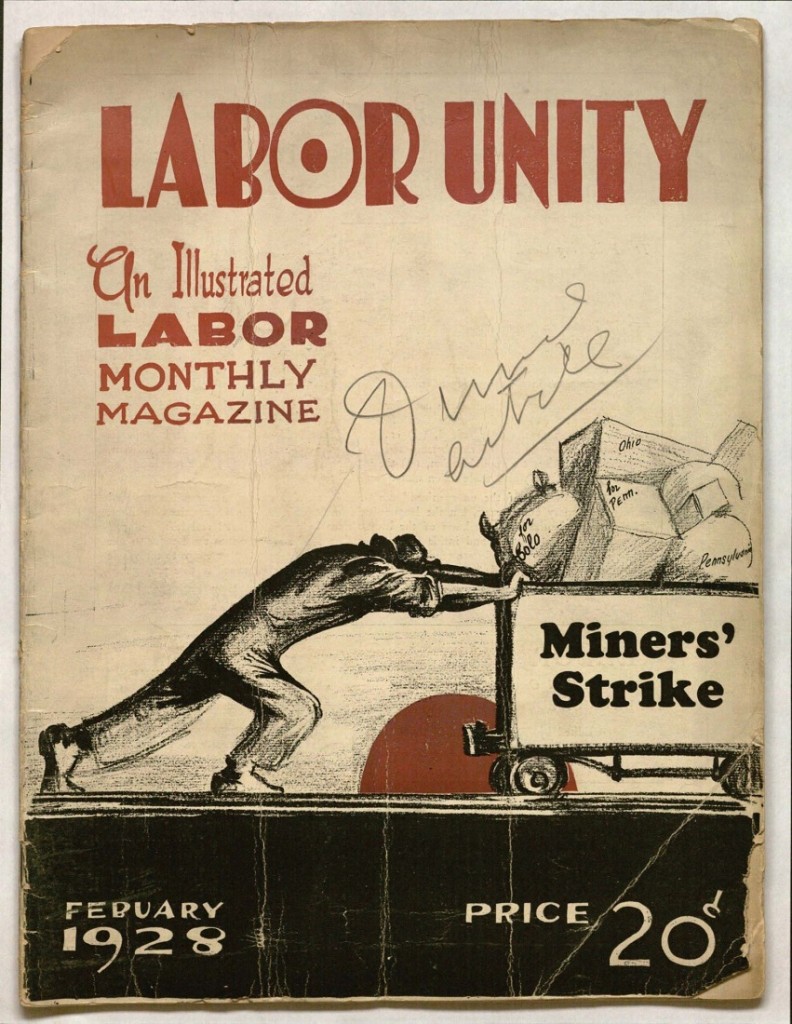 Cover of an issue of Labor Unity, February 1928
