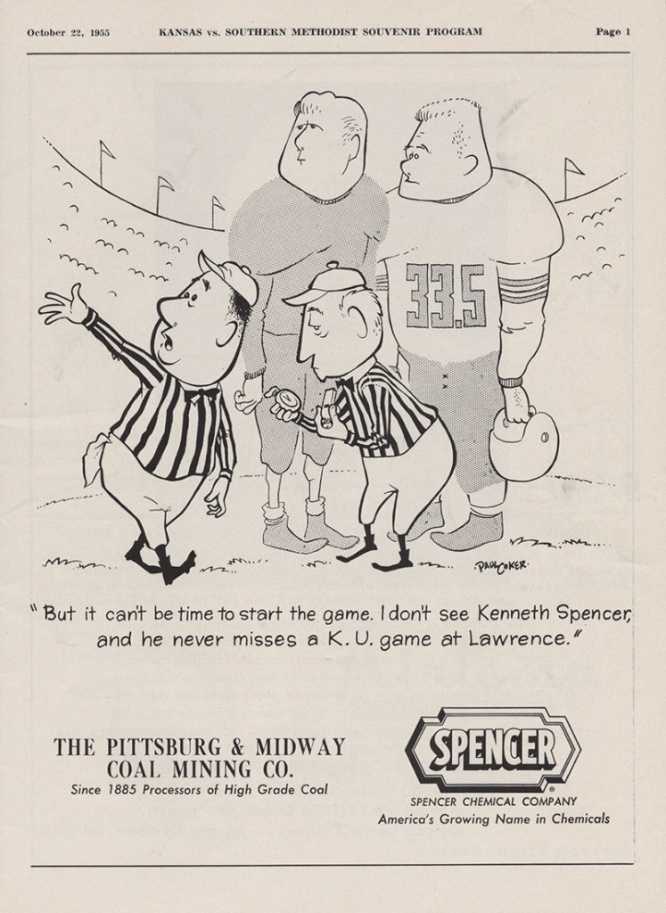 KU football program, Spencer ad, 1955