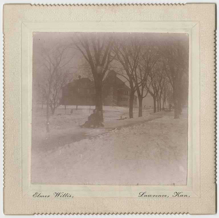 Photograph of Chancellor Frank Strong's children sledding, 1900s