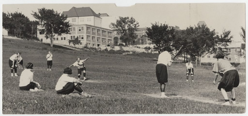 Photograph of Women's Athletic Association softball players, 1925