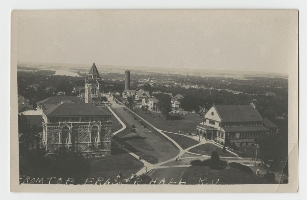 Photograph of campus looking north from Old Fraser Hall, 1910s