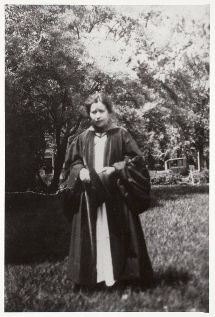 Photograph of Cora Downs on graduation day, 1924