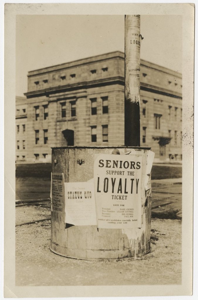 Photograph of student election posters, 1919