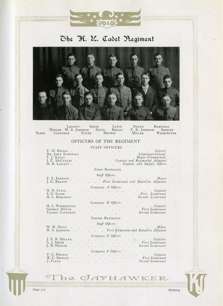 Photograph of the KU Cadet Regiment, 1918
