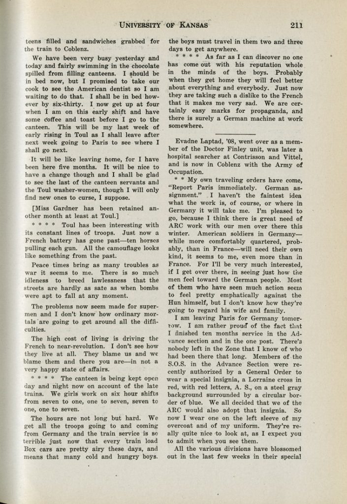 Evadne Laptad, “Letters,” The Graduate Magazine, April 1919