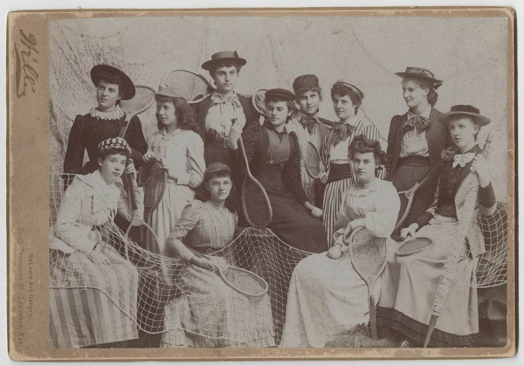 Photograph of the KU women's tennis club, 1892