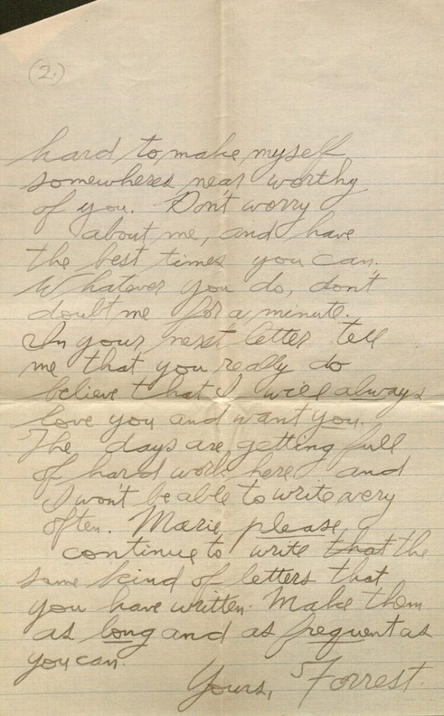 Image of Forrest W. Bassett's letter to Ava Marie Shaw, August 14, 1917