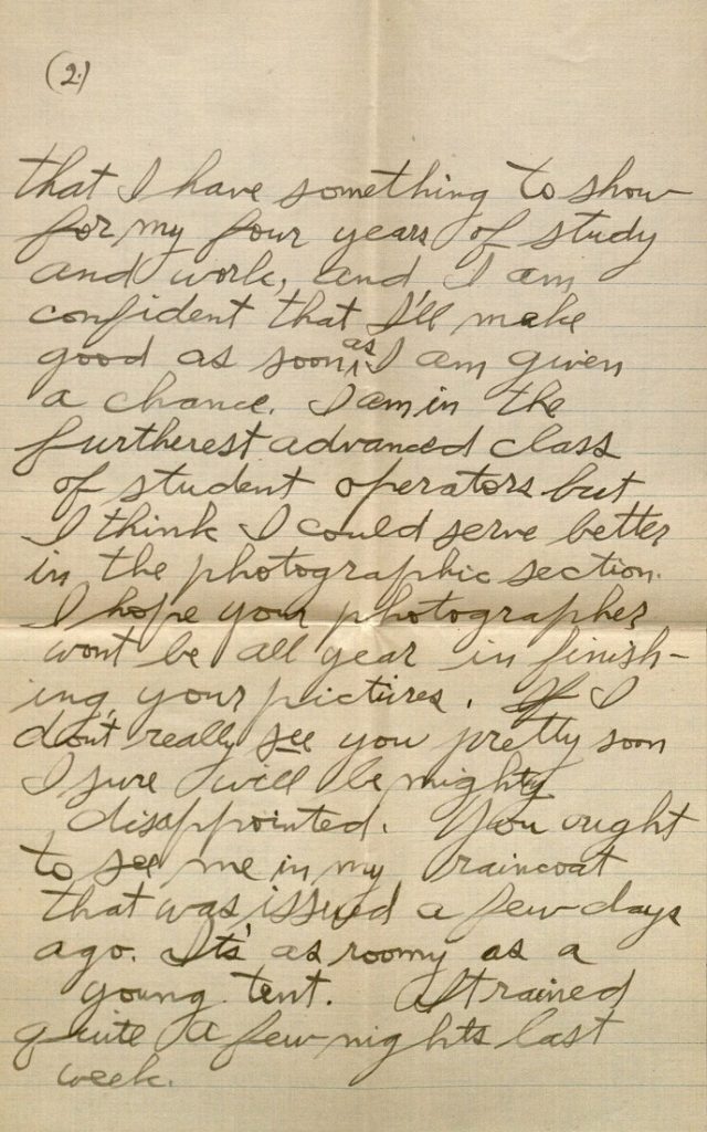 Image of Forrest W. Bassett's letter to Ava Marie Shaw, August 26, 1917