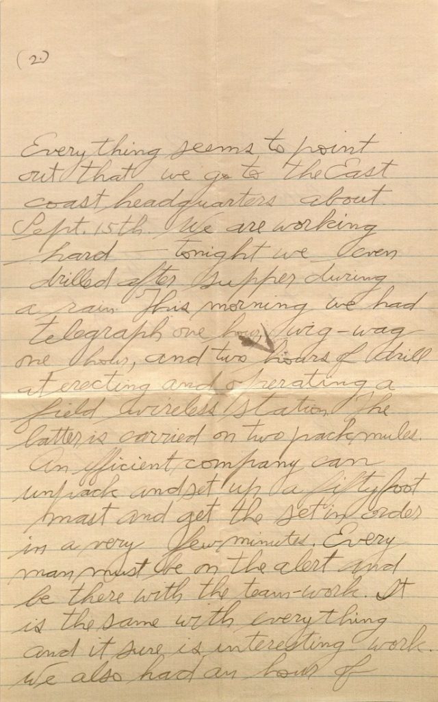 Image Forrest W. Bassett's letter to Ava Marie Shaw, August 8, 1917