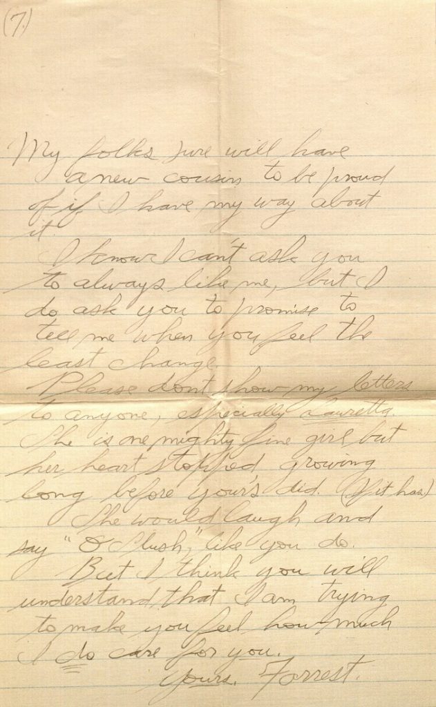 Image Forrest W. Bassett's letter to Ava Marie Shaw, August 8, 1917