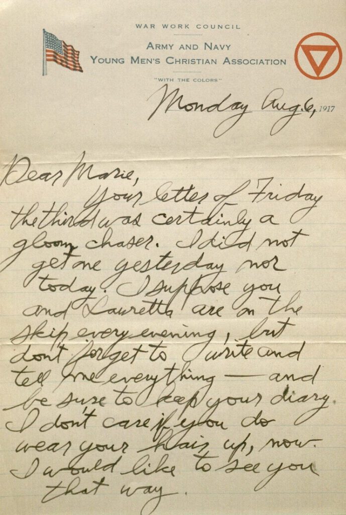 Image of Forrest W. Bassett's letter to Ava Marie Shaw, August 6, 1917