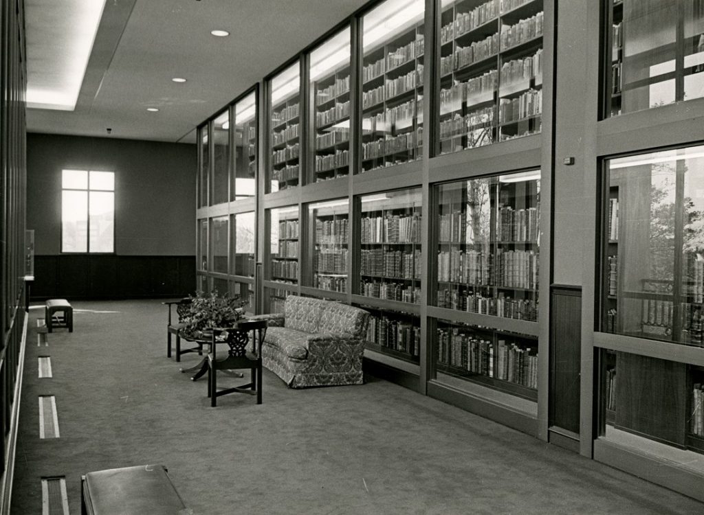 Photograph of the Spencer Research Library North Gallery, 1960s