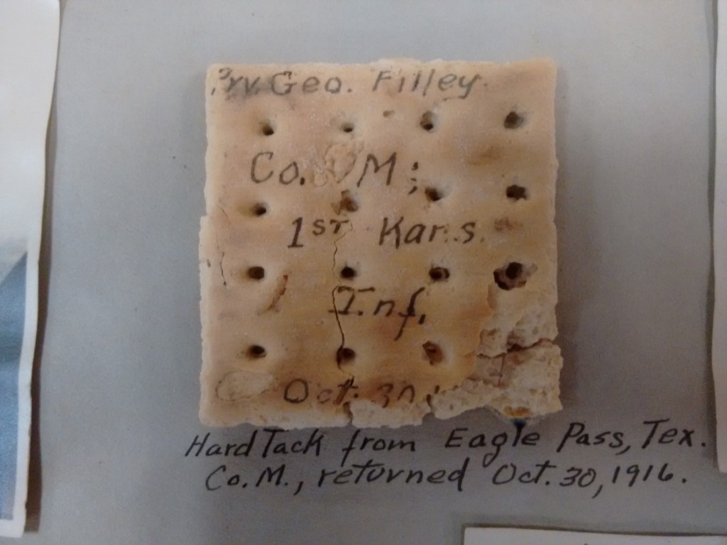 Piece of hardtack from 71/99 McIntire scrapbook. University Archives, Kenneth Spencer Research Library