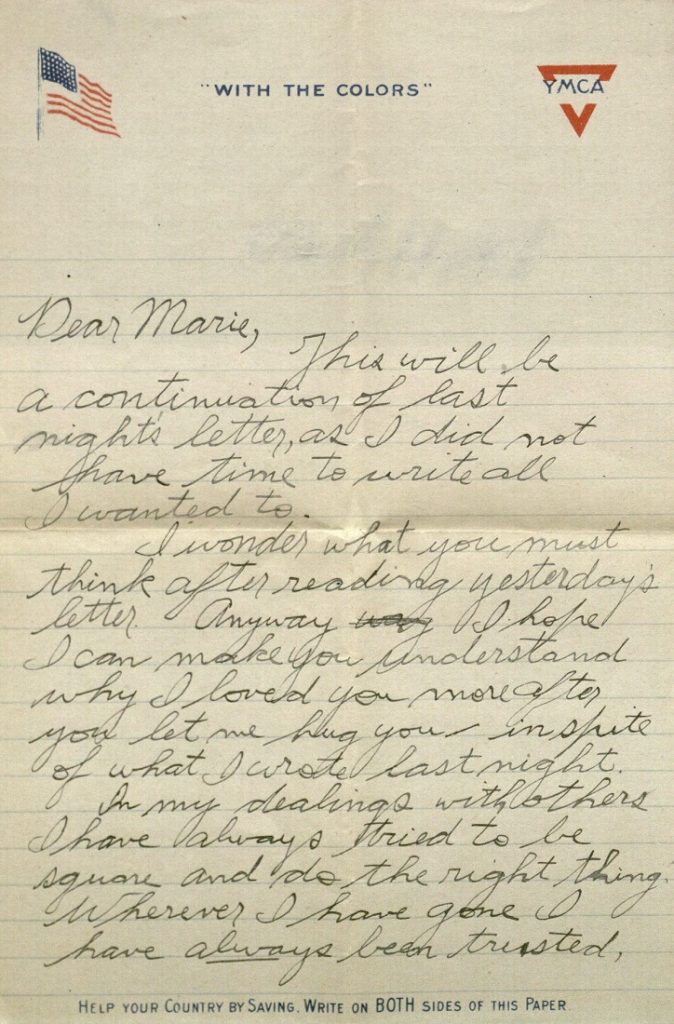 Image of Forrest W. Bassett's letter to Ava Marie Shaw, September 12, 1917