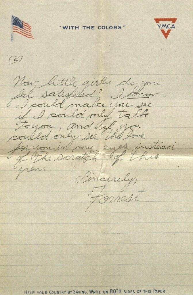 Image of Forrest W. Bassett's letter to Ava Marie Shaw, September 12, 1917