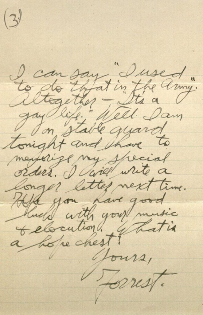 Image of Forrest W. Bassett's letter to Ava Marie Shaw, September 19, 1917