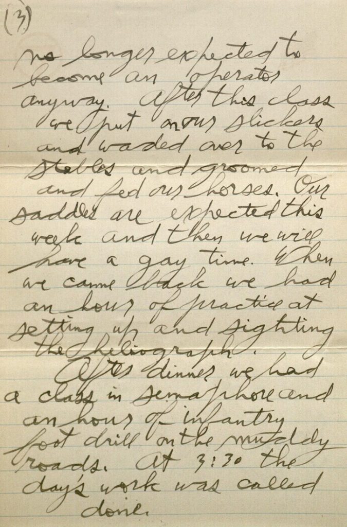 Image of Forrest W. Bassett's letter to Ava Marie Shaw, September 25, 1917