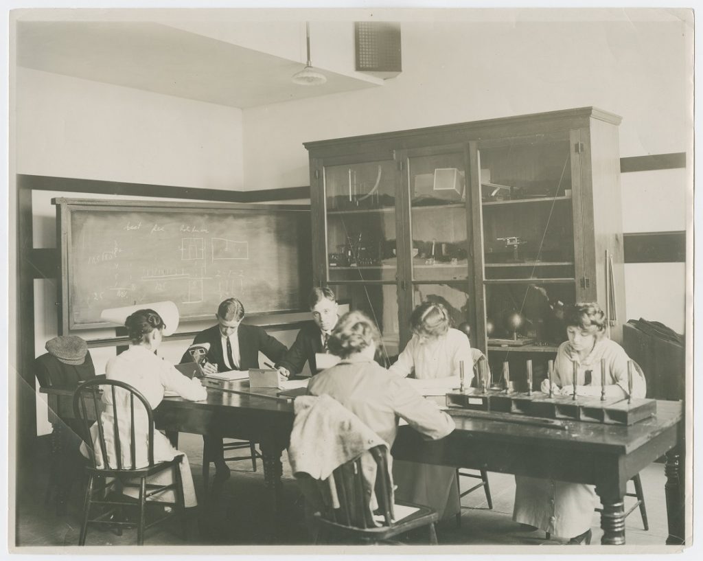 Photograph of KU students studying, 1882