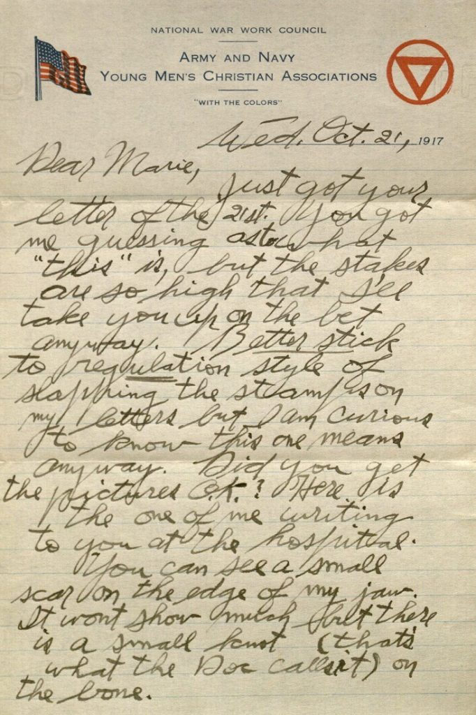Image of Forrest W. Bassett's letter to Ava Marie Shaw, October 21, 1917