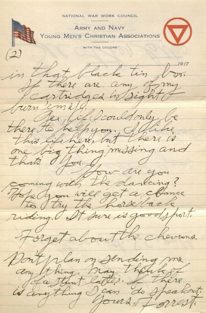 Image of Forrest W. Bassett's letter to Ava Marie Shaw, November 2, 1917