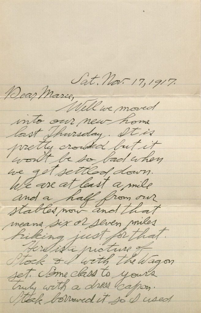 Image of Forrest W. Bassett's letter to Ava Marie Shaw, November 17, 1917