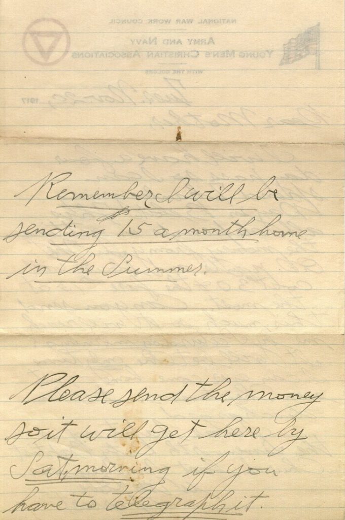 Image of Forrest W. Bassett's letter to Ava Marie Shaw, November 20, 1917
