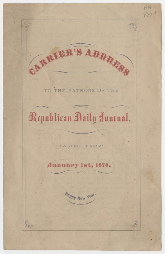 Image of a Carrier’s Address to the Patrons of the Republican Daily Journal, 1870