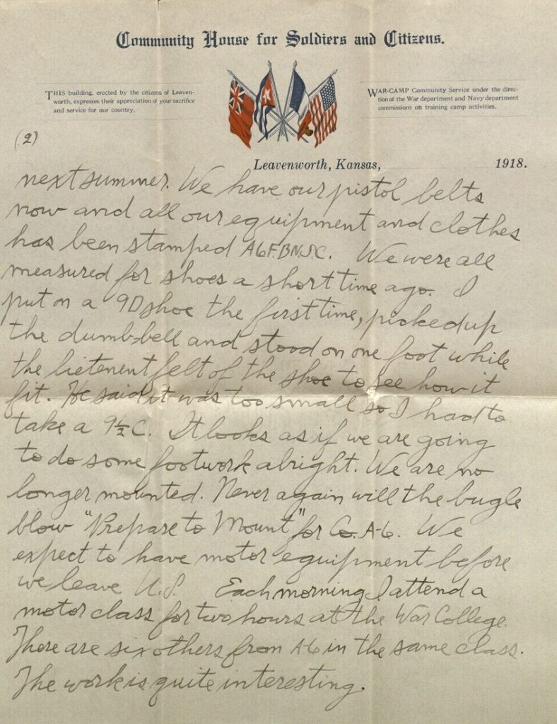 Image of Forrest W. Bassett's letter to Ava Marie Shaw, January 21, 1918