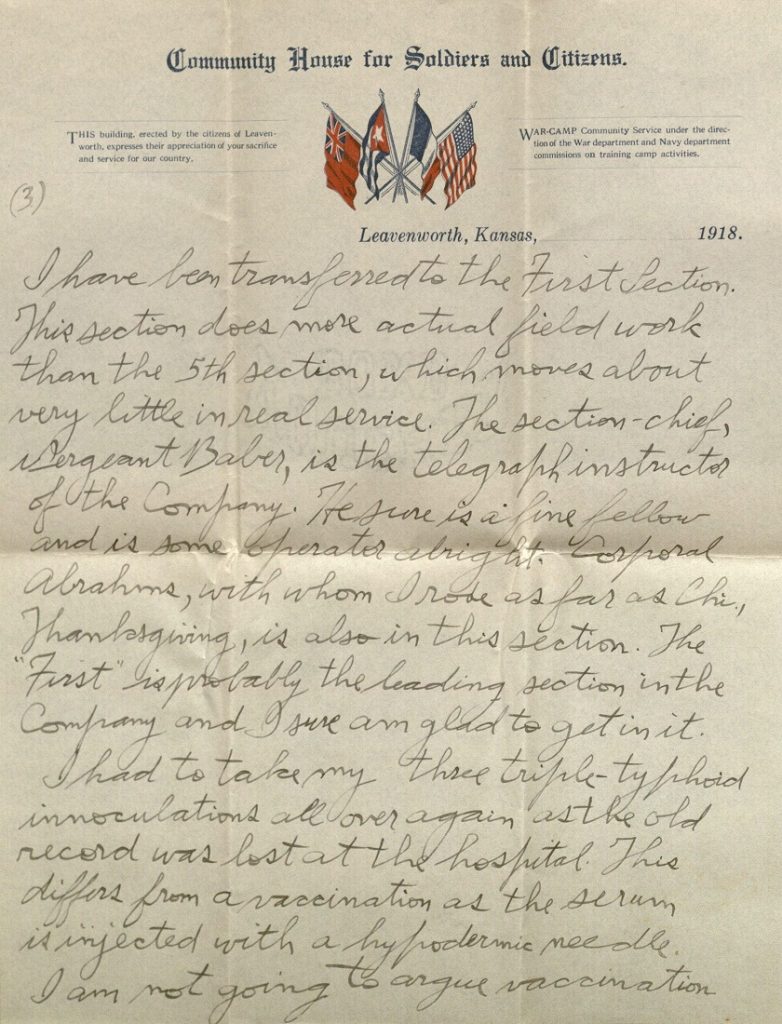 Image of Forrest W. Bassett's letter to Ava Marie Shaw, January 21, 1918