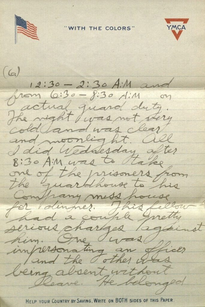 Image of Forrest W. Bassett's letter to Ava Marie Shaw, January 27, 1918