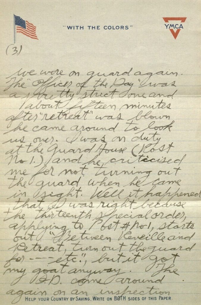 Image of Forrest W. Bassett's letter to Ava Marie Shaw, February 3, 1918