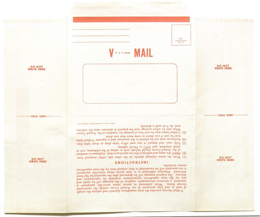 Image of a blank v-mail sheet, undated