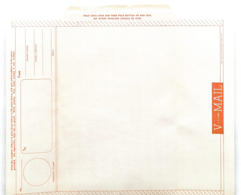 Image of a blank v-mail sheet, undated