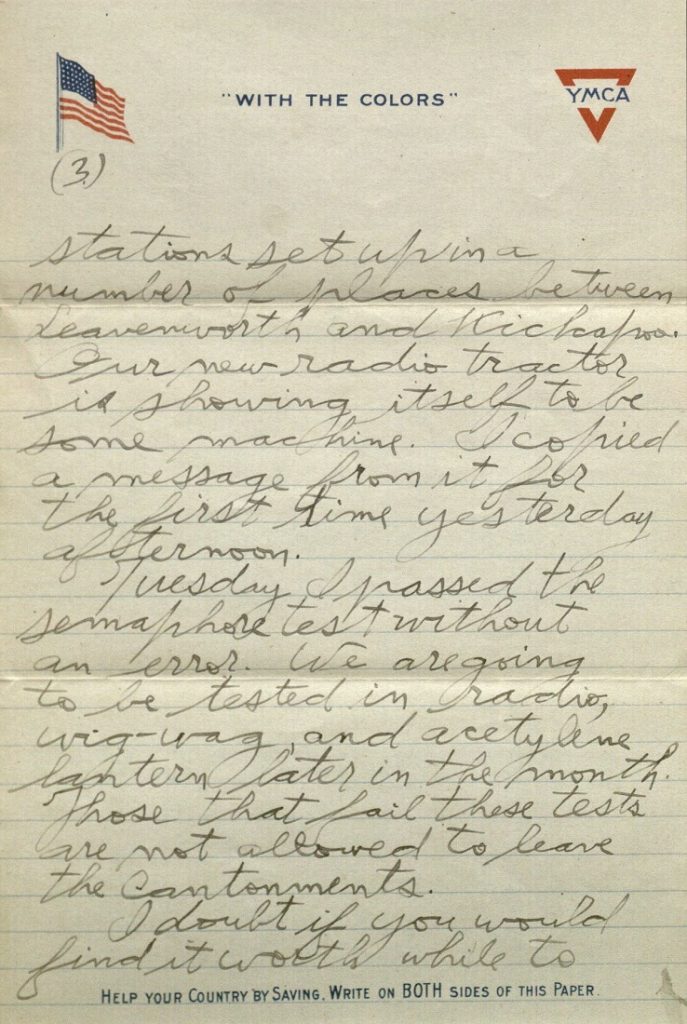 Image of Forrest W. Bassett's letter to Ava Marie Shaw, February 8, 1918
