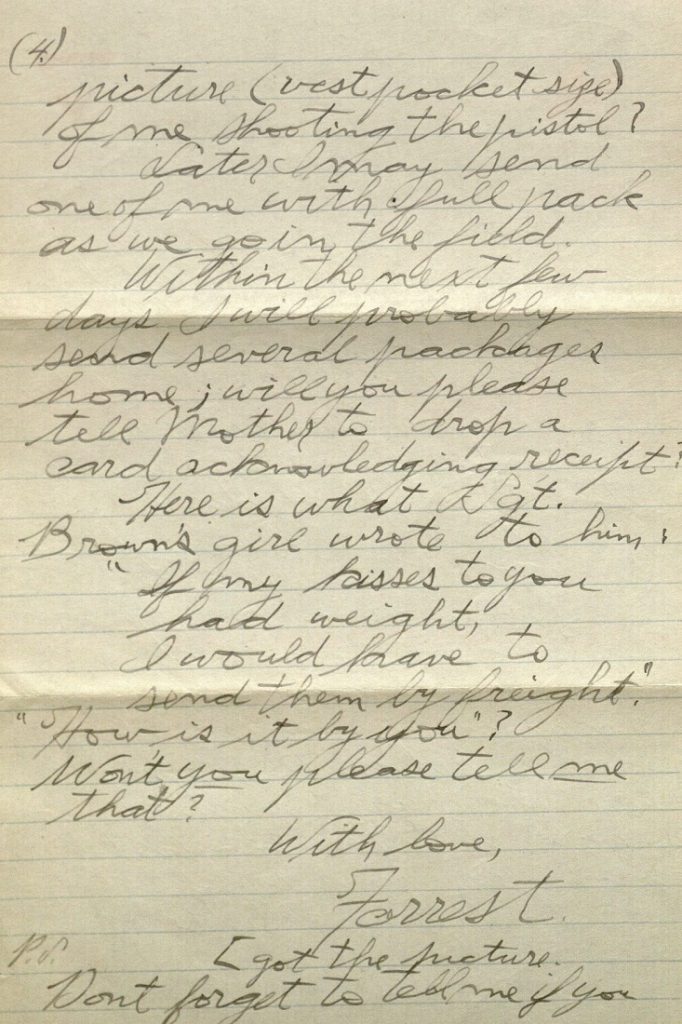Image of Forrest W. Bassett's letter to Ava Marie Shaw, March 11, 1918