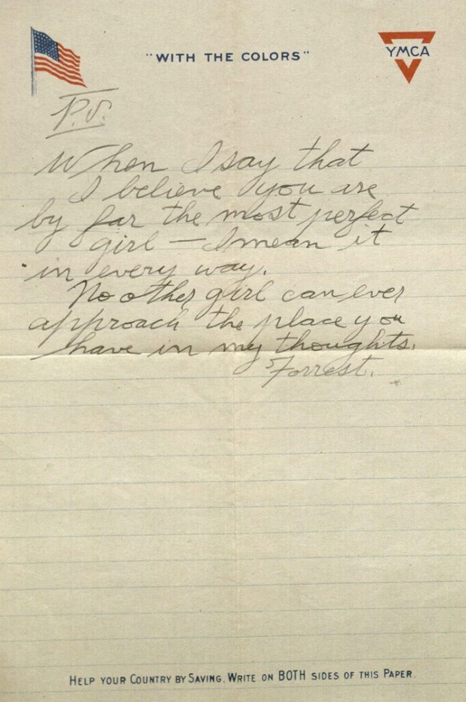 Image of Forrest W. Bassett's letter to Ava Marie Shaw, March 11, 1918