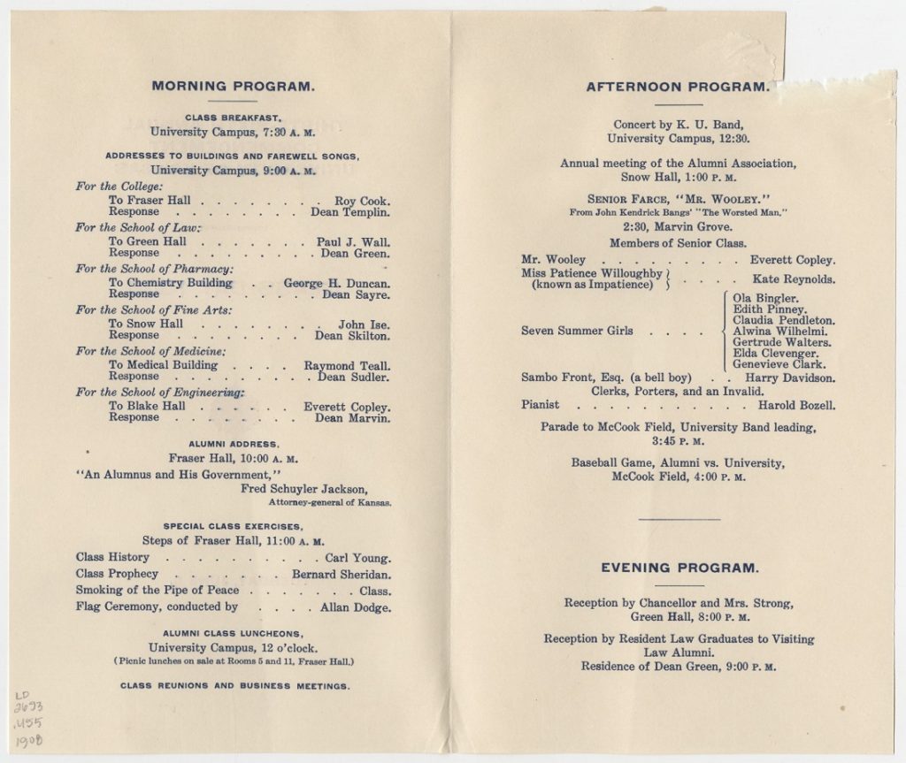 Image of the schedule of Class Day events, 1908
