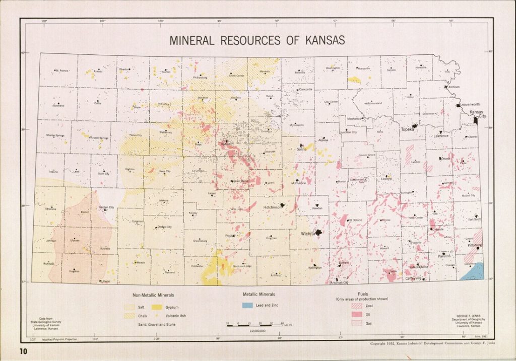 Image of a map of Kansas mineral resources in A Kansas Atlas, 1952