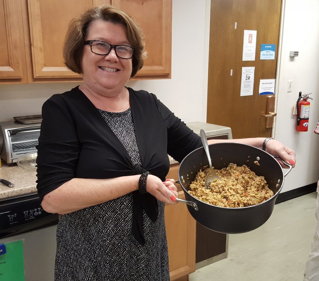 Becky Schulte with Spanish rice