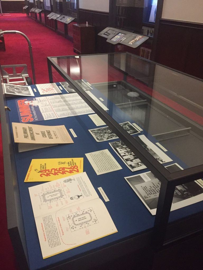 Photograph of the enrollment exhibit being installed