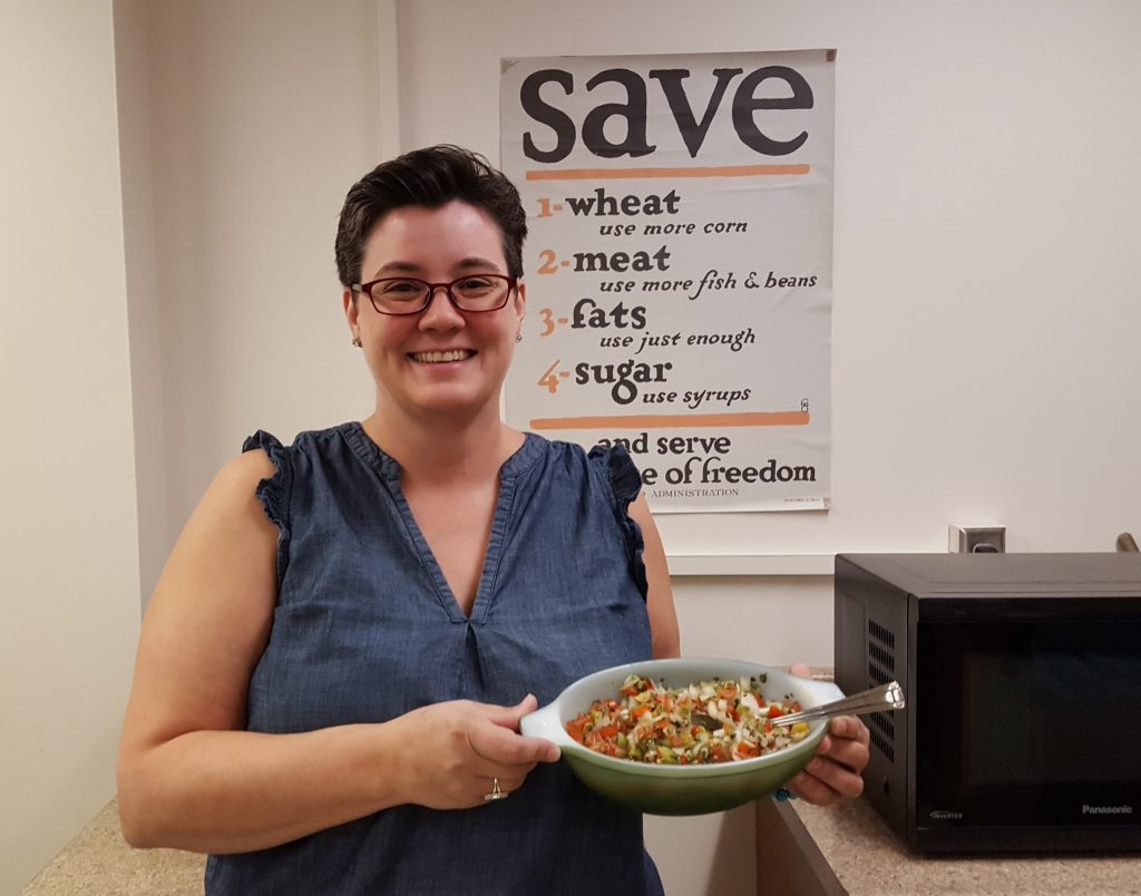 Meredith Huff with her garden-made salsa