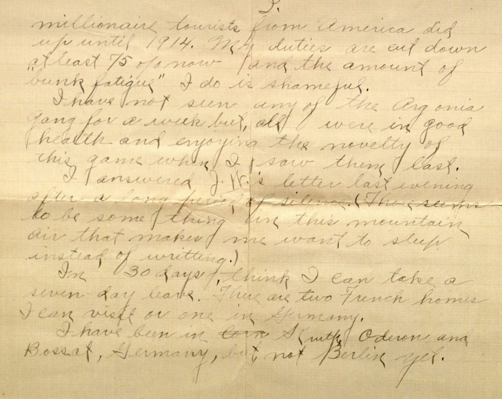Image of Milo H. Main's letter to his family, August 24, 1918